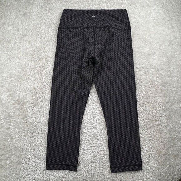Lululemon Wunder Under High Rise Crop Legging Black Gray Textured Print - Picture 2 of 8